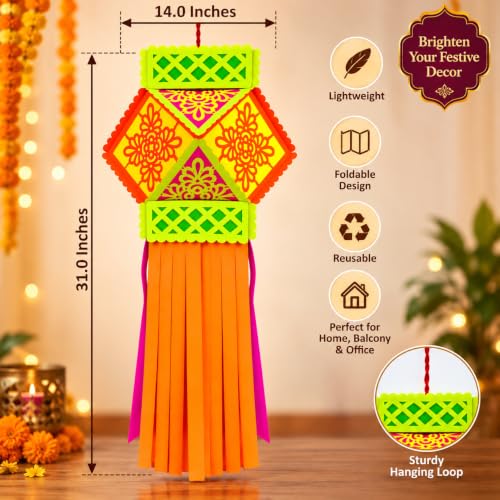 Generic Jamunaji & Sons Diwali Kandil, 31x14 Inch Multicolor Paper - Image 3
