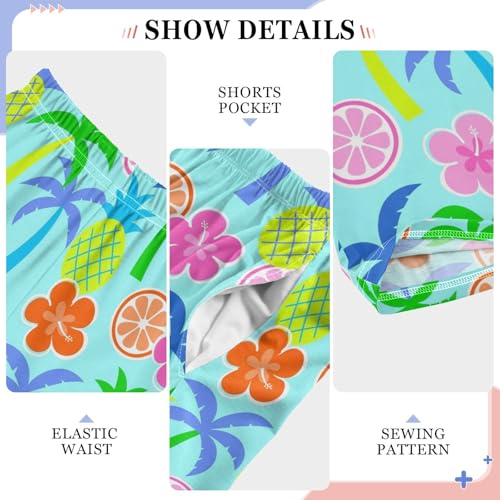 ZZXXB Colorful Orange Flowers Boys Long Pants Soft Trousers Elastic Waist Kids Lounge Bottoms with Pockets S-XL4