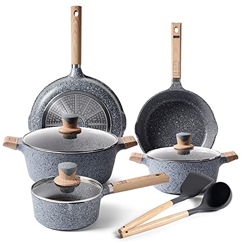 Pots and Pans Set - Non-stick Cookware Sets, Ceramic Nonstick Pots and Pans Set Frying Pans Stockpot and Saucepan Sets with Lid, Non Sticking Cooking Sets, 16 Pieces Induction Pot Set