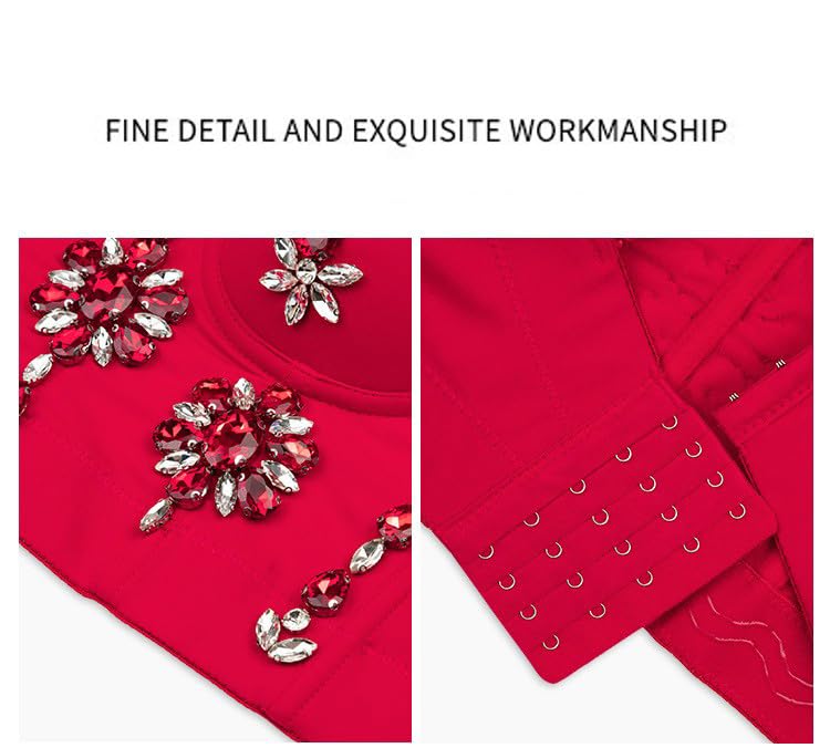 Women's Sexy Rhinestone Bead Bustier Crop Top Club Party Glitter Corset Top Bra2