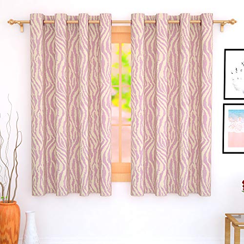 Image of Story@Home Bloom Collection Jacquard Lavish and Modern Rich Animal Print 2 Piece Eyelet Ring top Window Curtain for Bedroom and Hall - 5 Feet, Light Pink