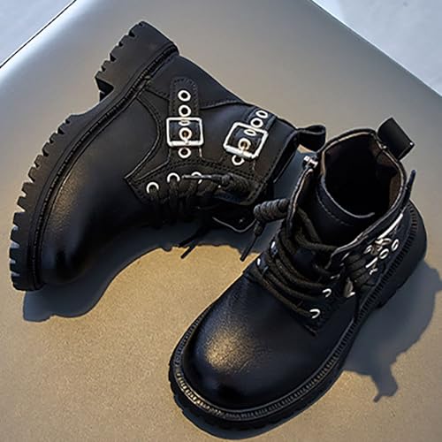 IWIHMIV Toddler Girl Riding Boots Boys Hiking Ankle Boots Non Slip Outdoor Kids Work Booties Lace Up Zipper3