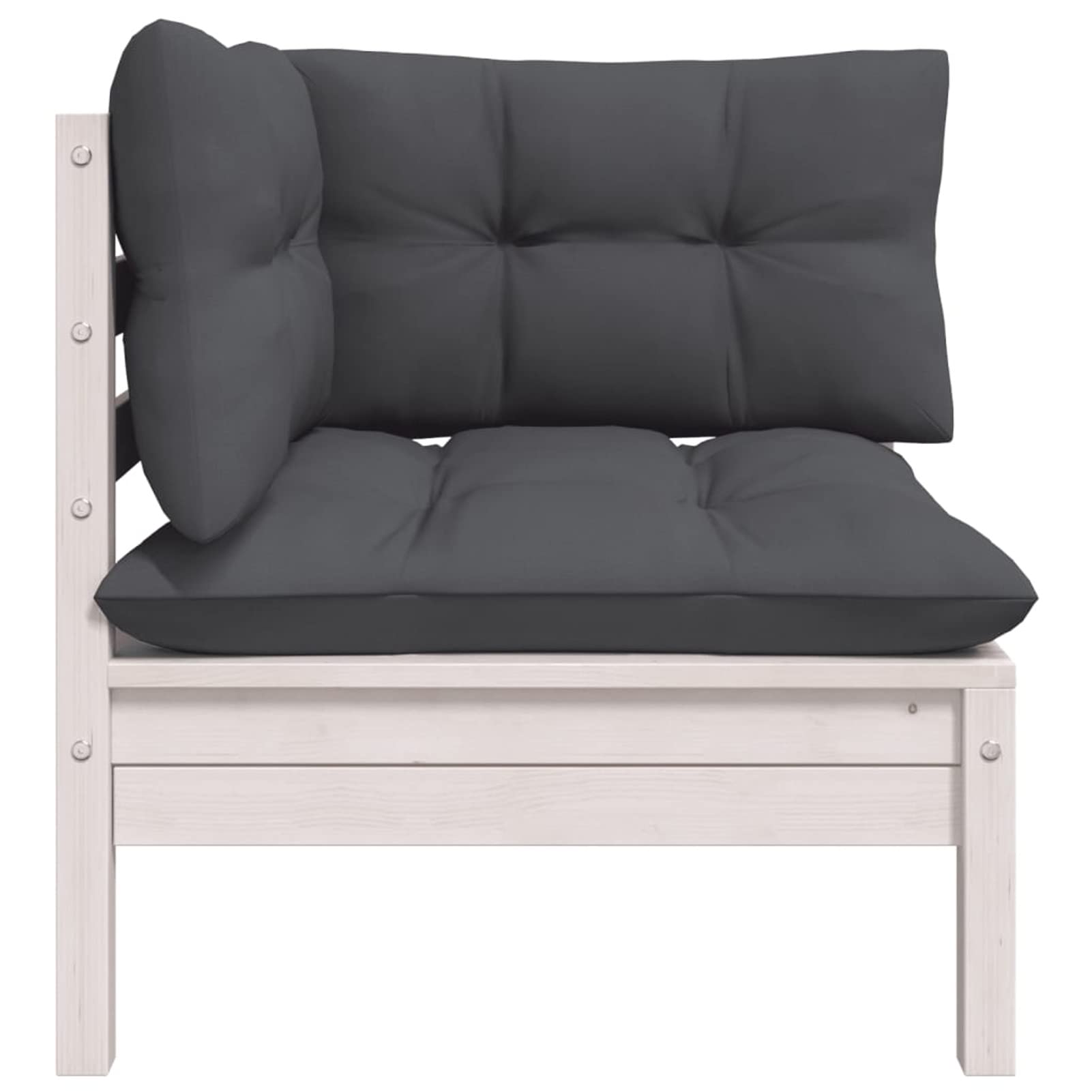 Homgoday Sofá de jardín de 2 plazas con Cojines Madera de Pino blancosofa Exterior palets Madera Sofa palets Exterior BlancoSofá de Esquina (2 Unidades)