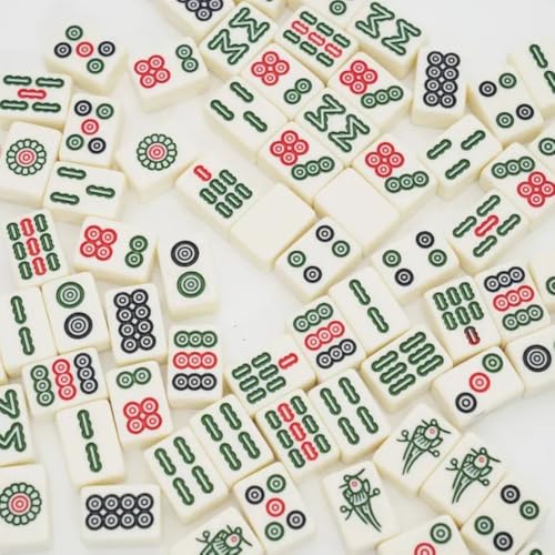 Foreverup Juego de mahjong pequeño, juego de mahjong de 144 azulejos portátil, juego de viaje Mahjong, juego de mahjong tradicional chino con estuche de viaje y 2 dados para ocio, viajes, fiestas - imagen 2