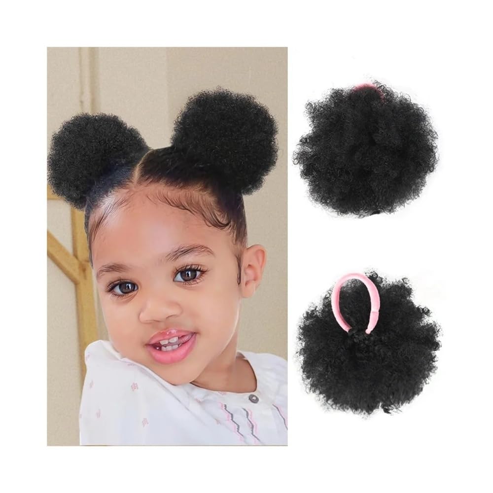 Donne 2 Pezzi Afro Puffs, Piccolo Chignon Riccio Crespo, Extension for Coda di Cavallo for Bambini, Pezzi di Capelli Sintetici Quotidiano