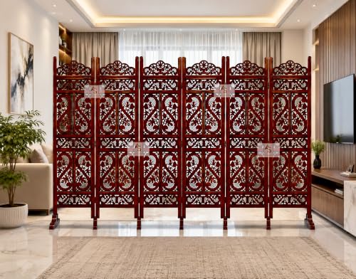 Image of Partition for Living Room Wall Room Divider Screen Separator, Wall Panel Divider for Hall | Bedroom |Office | Puja Room | Restaurant S Design (Walnut 6PWS)