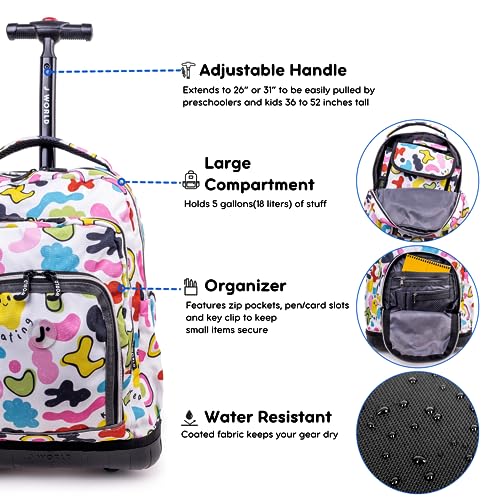 Image of J World Lollipop Kids Rolling Backpack & Lunch Bag Set for Elementary School. Carry-On Suitcase with Wheels, Kiddo