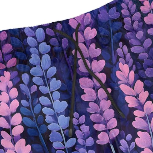 Men's Swim Trunks Size S Flowers Lavender with Mesh Lining Soft Breathable Quick Dry Beach Shorts4