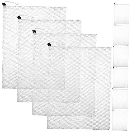 10pcs Reusable Polyester Mesh Drawstring Bags for Vegetable Fruit Storage Multipurpose Travel Pouches for Clothes Sports Equipment Washable Organizer Sacks