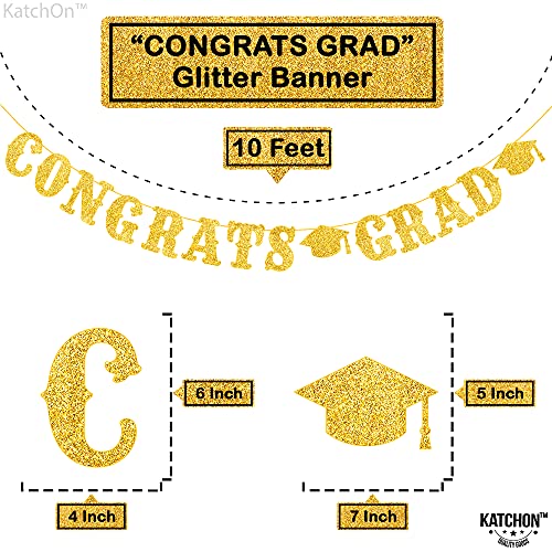 Image of Graduation Decoration 2026 | Glitter Gold Congrats Grad Banner 2026 - No DIY, 10 Feet | Gold Congrats Grad Sign for Graduation Decorations Class of 2026, KatchOn
