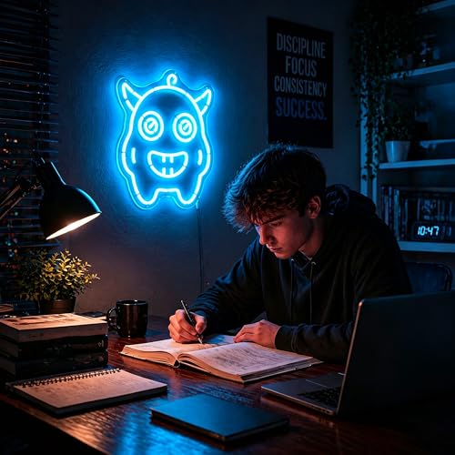 Image of Neon Sign, Monster Neon Signs for Wall Decor LED Signs Neon Light | Monster Neon Sign for Bedroom, Kids Room, Gaming Room, Man Cave, Party, Bar, Home Decor, Boys Gift, Dimmable, USB Powered