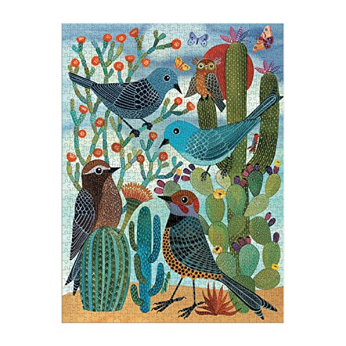 Galison - Desert Avian Friends Rompecabezas de 1000 piezas para adultos, ilustración de aves coloridas, talla terminada 27" x 20" miniatura 2