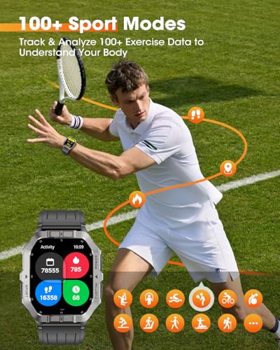 Image of Smart Watches for Men (Answer /Make Calls), 2.02'' Military Smart Watch Built-in GPS with Sleep Monitor /Heart Rate /100+ Sport Modes, Waterproof Smartwatch Fitness Tracker for Android and iPhone Black