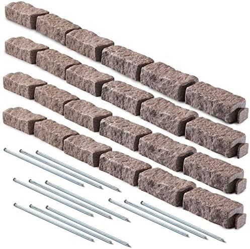 Beuta landscape edging with 6-brick sections (48 in) - faux stone cobblestone 4-packs