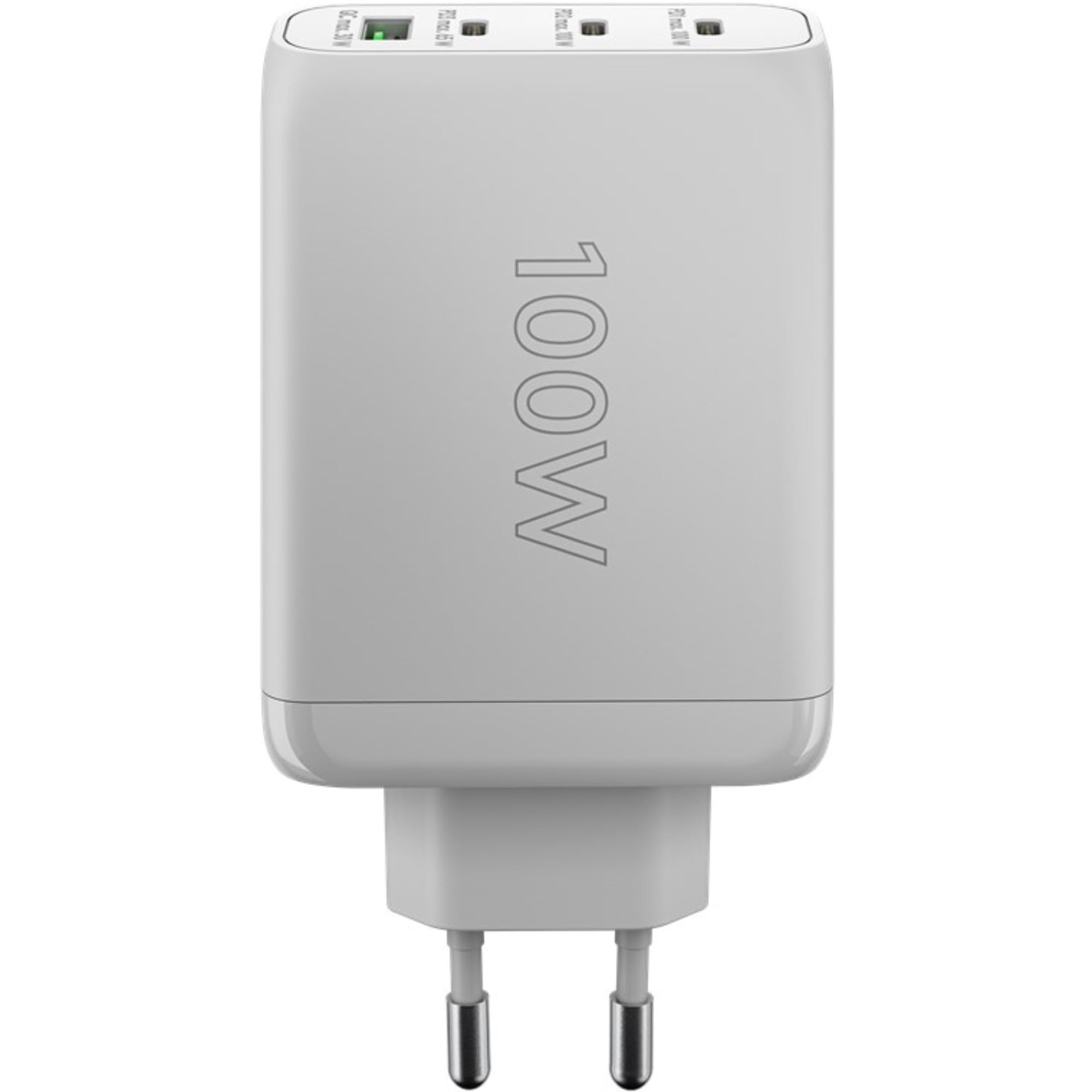 goobay 65556 Multiport Power Delivery USB C 100 W Caricabatterie/Alimentatore compatto ultra veloce per 4 dispositivi/Quick Charge USB/Bianco