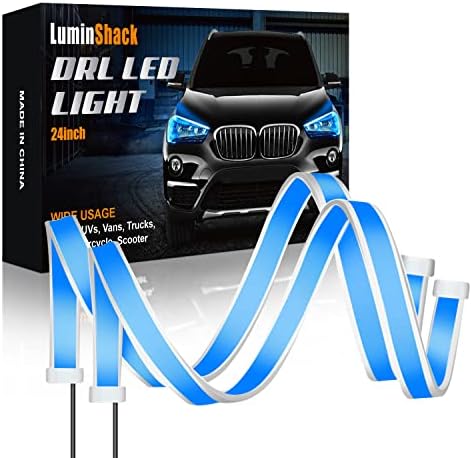 Car LED Daytime Running Light Strip 2Pcs 24 Inch Flexible Dual Colors Auto Lighting Kits Headlight Decorative Lamp LED Turn Signal Lights For Truck SUV Off-road (60CM, White,Yellow)