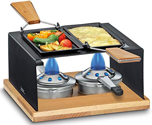 Spring Gourmet Party Käse Raclette Set für 2 Personen - Mit Edelstahl-Wärmeverteilscheibe, Buchenholzplatte, 2 Beschichteten Pfännchen, 2 Holzschabern und Sicherheits-Pastenbrennern Spring Gourmet Party Käse Raclette Set für 2 Personen - Mit Edelstahl-Wärmeverteilscheibe, Buchenholzplatte, 2 Beschichteten Pfännchen, 2 Holzschabern und Sicherheits-Pastenbrennern