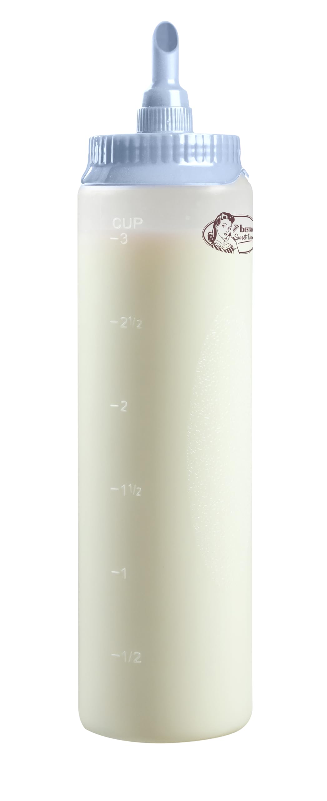 Bestron Teigportionierer mit Skala, Teigdosierer für 700 ml, für Crepes, Poffertjes, Pfannkuchen, Waffeln, Muffins oder Donutteig, Farbe: Blau/Weiß