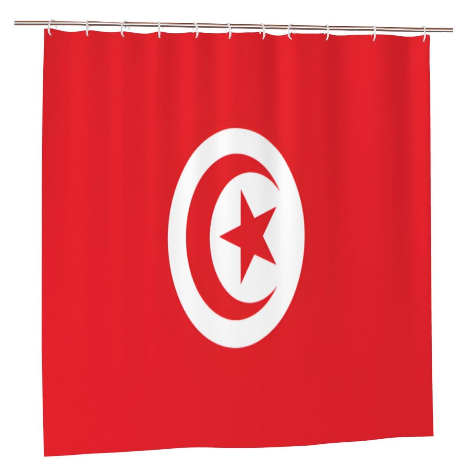 KLGRTJHK Tunisian flag Shower Curtain 72x72in Bathroom Curtain﻿