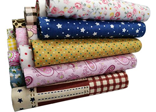 levylisa 50 Pieces Pre Cut Assorted Colours Cotton Squares Quilting Fabric,Patchwork Fabric Patchwork Quilting Sewing Fabric Patchwork Flower Dots DIY Quilting Handmade Craft 8 x 8 Inches