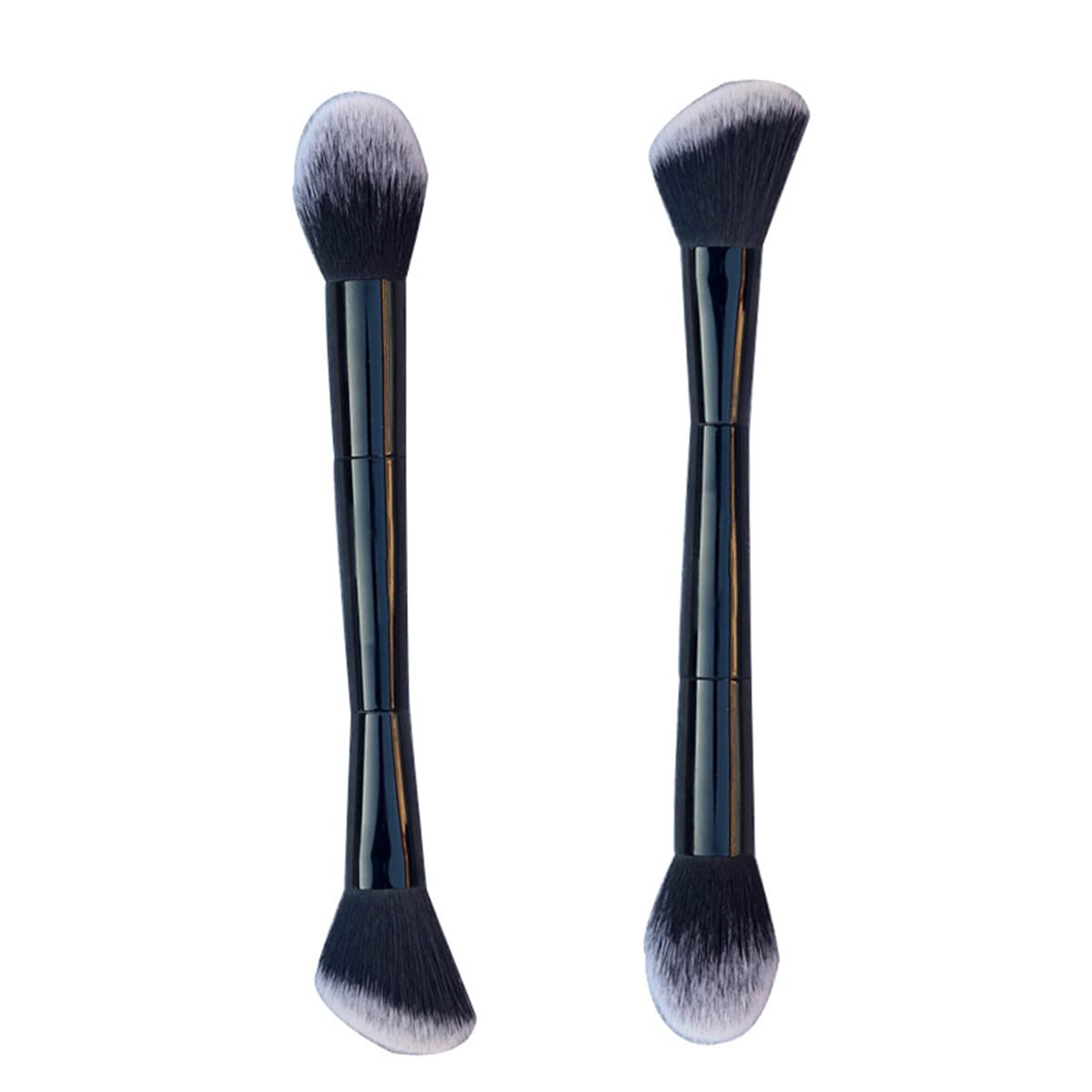 FZLANQ 2 Pcs Foundation Makeup Brushes Foundation Powder Buffer Double Head Brushes Contour Synthetic Brush Makeup Cosmetic Tools Contouring Highlight Brush for Woman Girl