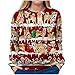 Pull de Noël pour femme - Motif renne de dessin animé - Arbre de Noël - Flocon de neige - T-shirt à manches longues - Col rond - Imprimé de Noël - Chemisier décontracté pour femme, 4216 - Rouge, L