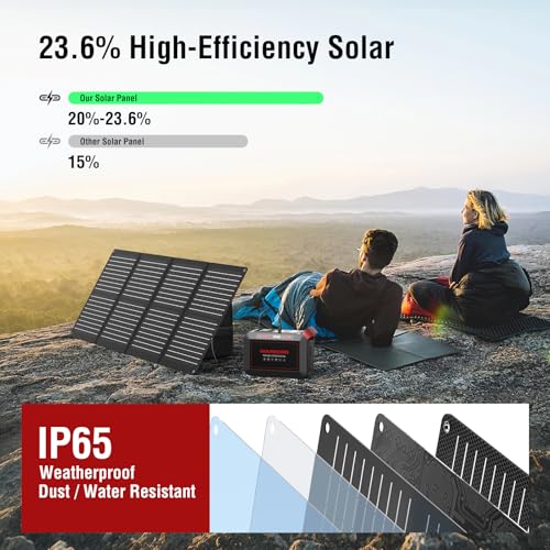MARBERO 237Wh Solar Generator with Solar Panel Included Portable Power Station 300W Pure Sine Wave with Foldable Solar Panel 60W Set for Camping Outdoor Hiking Fishing Emergency