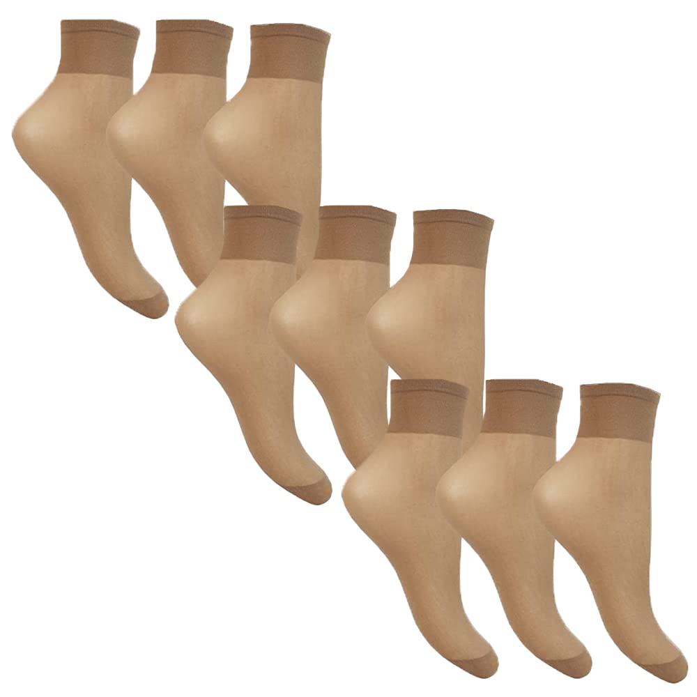 Ladies 15 Denier Sheer Anklets Bamboo 9 Pairs (3 Packs)