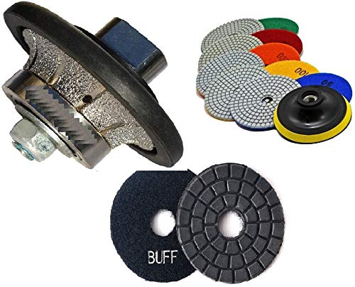 Diamond Profile Wheel B5 Router Bit Grinding Wheel Half or Radius Bullnose 5 mm 3/16 Final Glaze Buff 4 Polishing Pad 8 Pieces Granite Marble Concrete Travertine Quartz