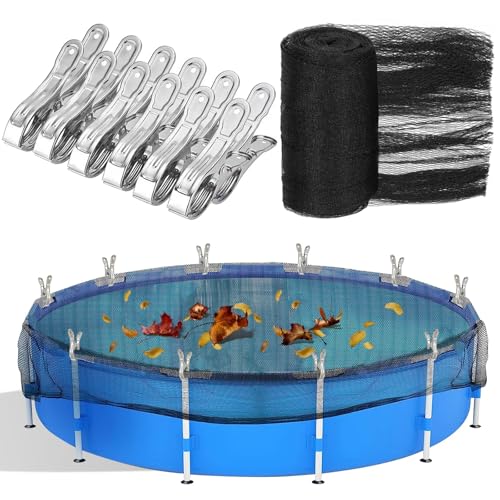 AIHSUMC Bâche de piscine ronde 6x6 m, filet pour piscines Ø550 cm, filet à mailles fines (12x12 mm) avec 12 pinces en métal