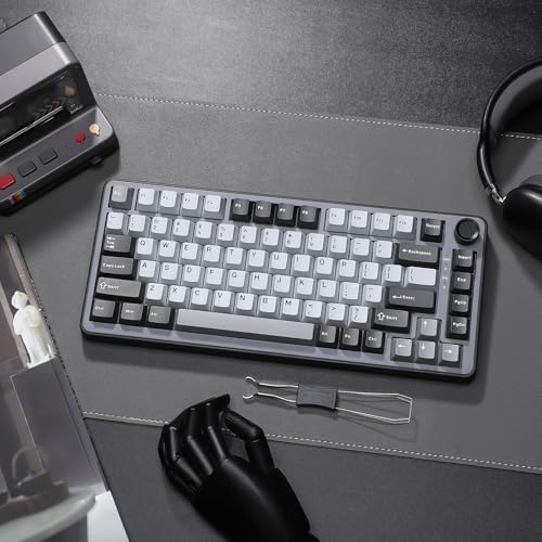 YUNZII B75 Teclado Mecánico,75% Teclado Hot Swappable,Teclado de Juego con Knob,RGB Backlit Gasket Gaming Teclado con Double-Shot PBT Keycaps,Cherry Profile (Dark Grey, Cocoa Cream v2 Switch) - imagen 9