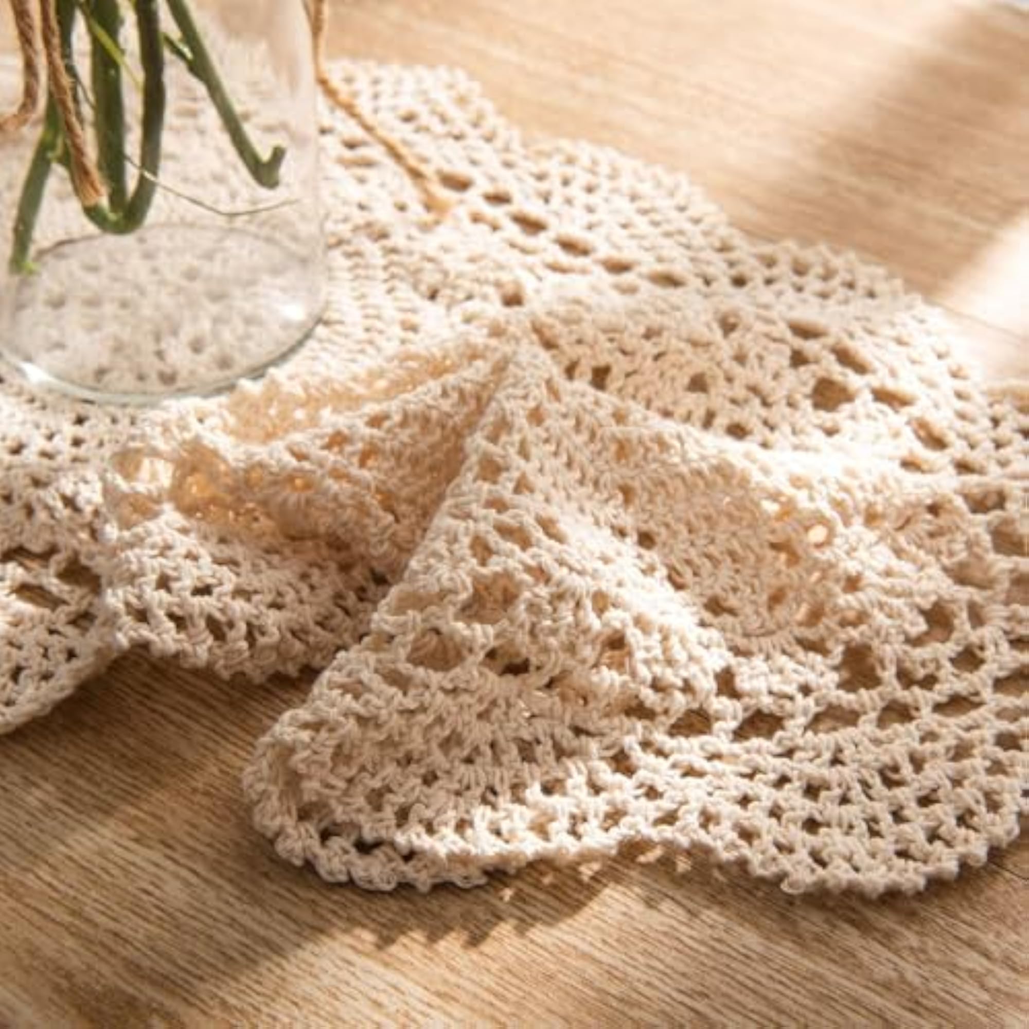 2-Piece Handmade Cotton Crochet Doilies Placemats