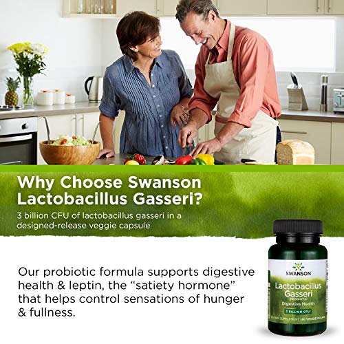 Swanson Lactobacillus Gasseri - Probiotic Supplement Supporting Digestive Health With 3 Billion Cfu - Design-Release Satiety & Fat Metabolism Support - (60 Veggie Capsules) 2 Bottles #TOP5