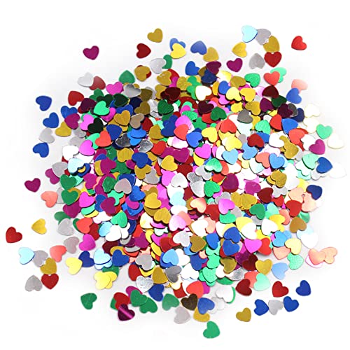 Maigendoo Table Confetti Heart Sequin Metallic Glitter Confetti Sparkle Foil Sequin Table Decor Ideal for Balloon Table Art Craft Wedding Festival Party Supplies DIY Decoration 30G/1OZ Mixed Color