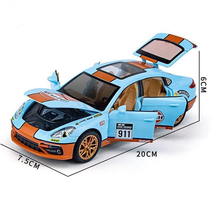 Image of Compatible for 1:24 Porsche Panamera Toy Car Model, Diecast Collectible Pull Back Model Car with Sound and Light, Toy Gift Vehicles for Adults Kids Boys Girls (1:24 Porsche Panamera-Blue Color)