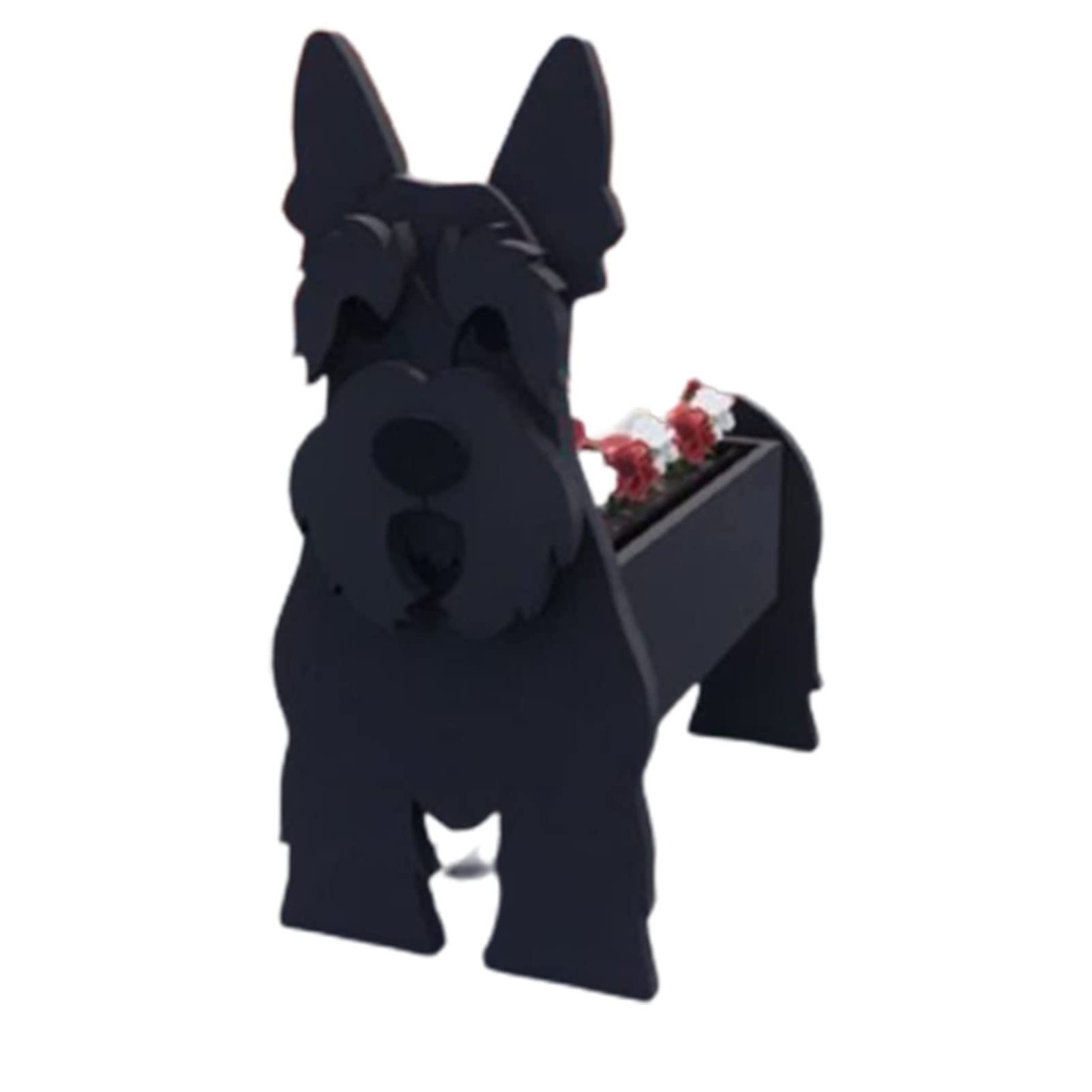 CQCUJBB Shih Tzu Dog Planter Plant Pot Flower Pot For Garden Decoration, Small Pupy Gifts For Women, Dog Shape Plant Container Holder Lovely Gift Desk Storage Box (Scottish Black, 34 * 24cm)
