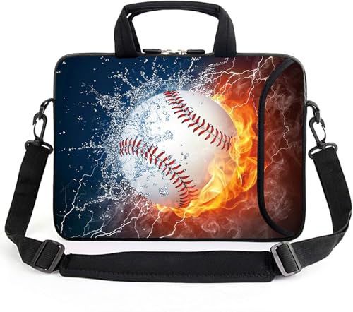 AMARY 17" Laptop Shoulder Bag Carrying Case Adjustable shoulder straps, comfortable handle, front pocket for storing mouse (Baseball)