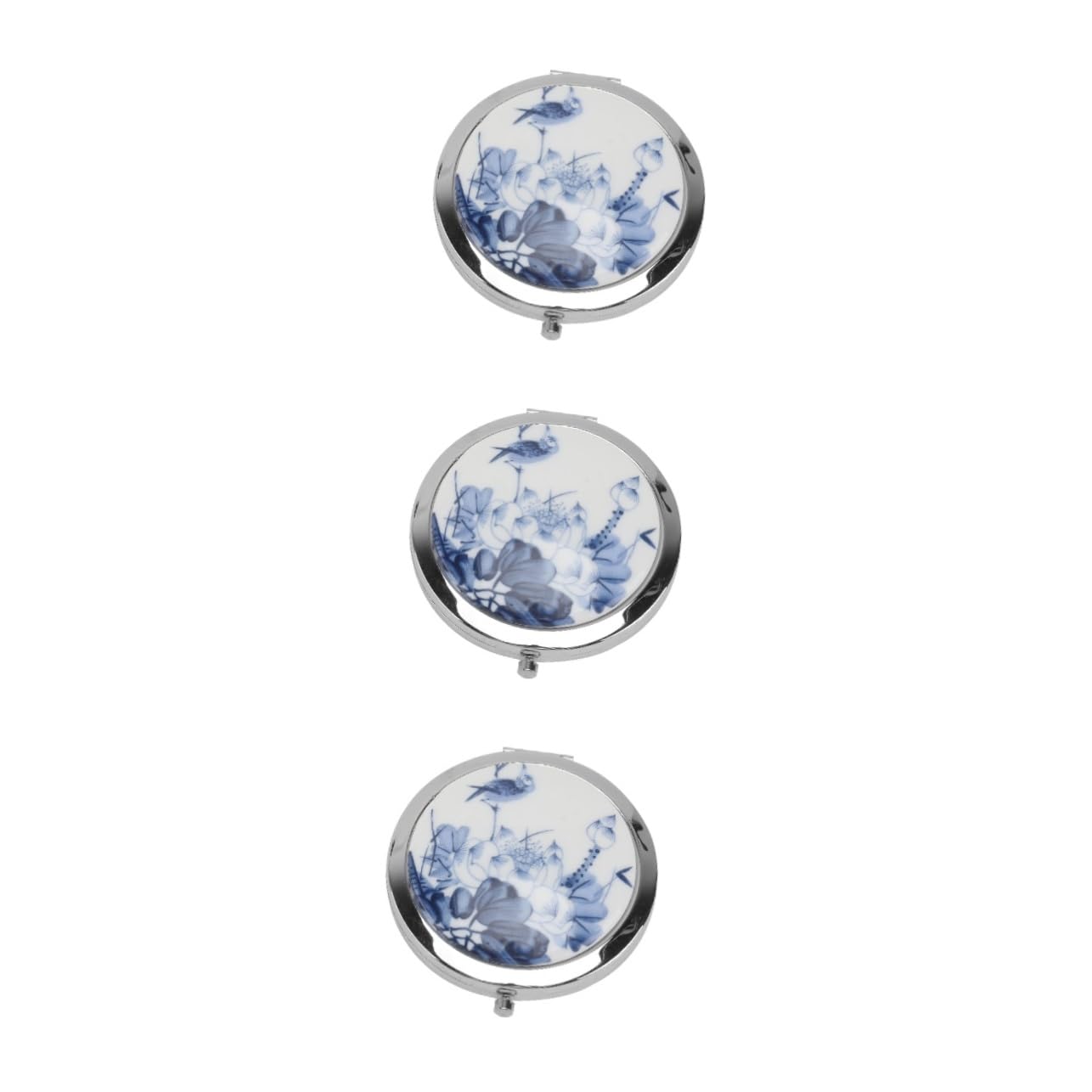 Miroir de maquillage portable Healeved 3 pièces avec motif pivoine chic pour sac à main