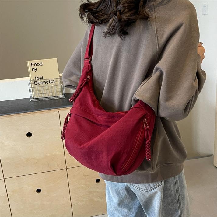 Image of Nylon Crescent Crossbody Bag for Women Shoulder Tote Handbag Casual Sling Bag Dumpling Purse Bag for Outdoor Travel