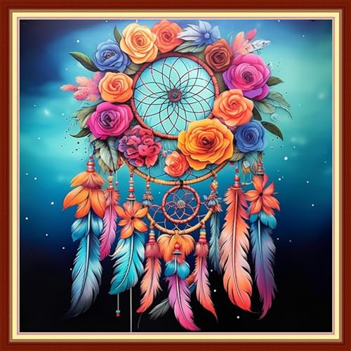 Image of Dooxvey Cross Stitch Kits for Adult Beginners - Full Range of Stamped Kits, Needlepoint & Embroidery Kits - 11CT Cross Stitch Patterns: Colorful Wind Chime, 18x18 inch