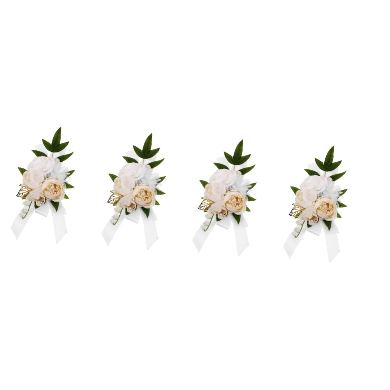 Corsage ruban de rose artificielle x4 pour mariage élégant et demoiselle d'honneur