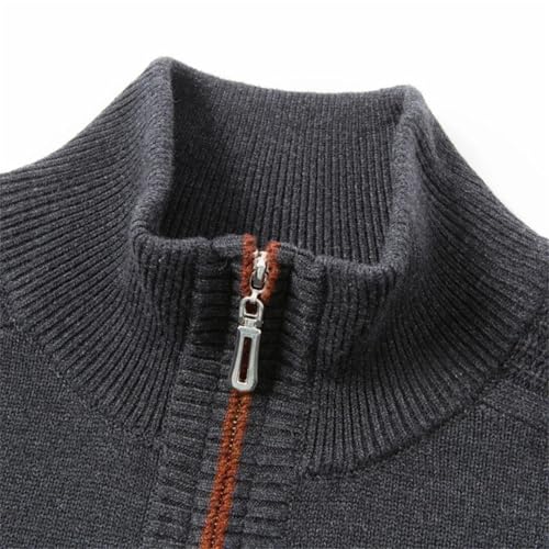 Mens Fall Winter Sweater Zippers Turtleneck Long Sleeve Warm Pullovers Sports Sweater3