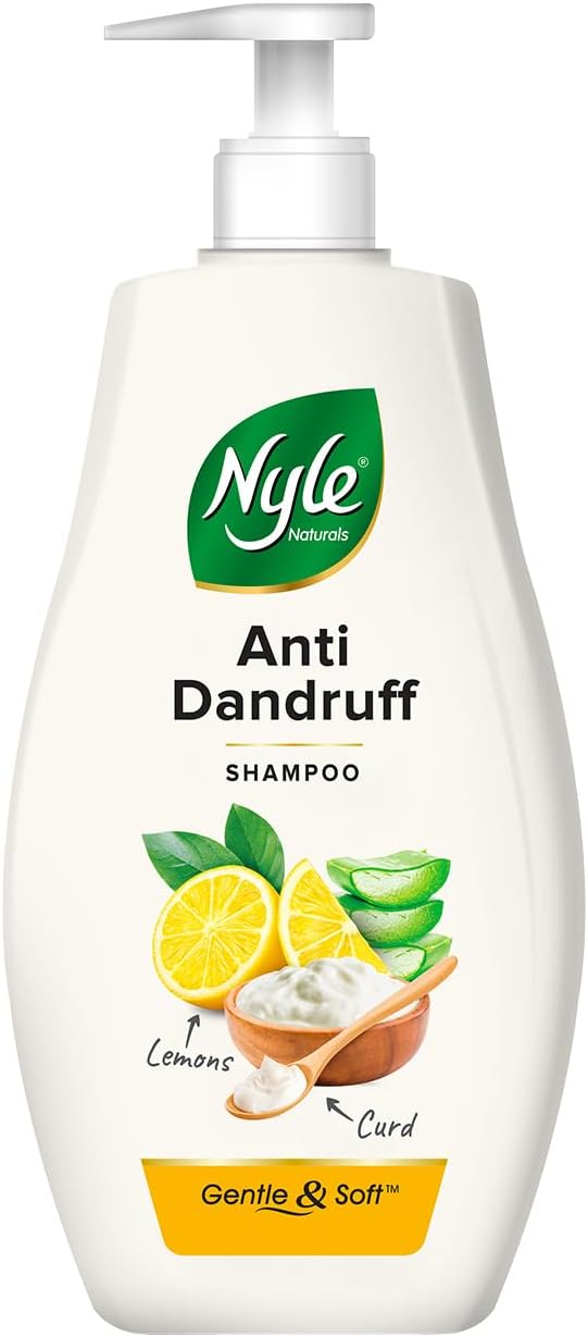 Nyle Naturals Anti Dandruff Shampoo 800ml | Enriched with Curd and Lemon for Fresh, Clear Scalp, Effective Flake Control | Mild Formula for Everyday Use