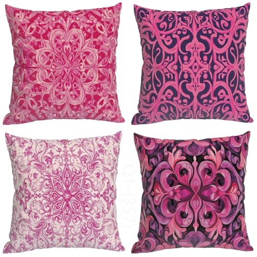 Sencillez Fundas Cojines 30x30, Exterior Impermeable Cojines Sofa Rosa Patrón Diseño, Doble Cara Impresión Cushion Covers con Cremallera Invisible para Exterior Garden Chair Decor, Regalo Mujer Hombre