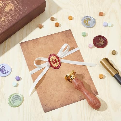 CRASPIRE Key Wax Stamp Oval Wax Seal Stamp Mirror Removable Brass Head with Wooden Handle Vintage Sealing Wax Stamp for Christmas Day Party Envelopes Invitations Packing DIY Scrapbooking - Image 4
