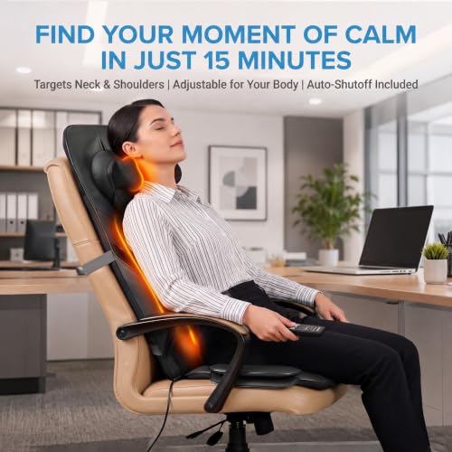 Image of AROGYA Portable Back Massager with SL Track, 360 Up & Down Rolling Balls, 3D Shiatsu Kneading, Vibration, Heat & Air Compression, Adjustable Neck, Full Back Massage for Muscle Relaxation With 3 Modes