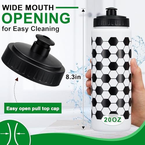 Yaomiao 50 Pcs Soccer Water Bottles Bulk 20 oz Reusable Squeeze Water Bottles Sports Ball Cup Accessories for Sports Party Favors Team Gifts - Image 3