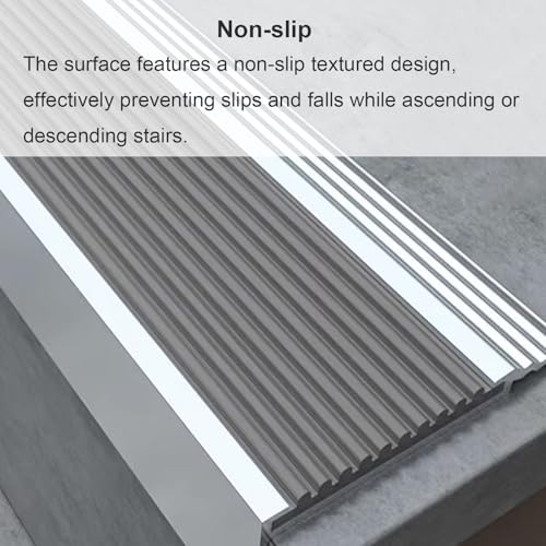 Borde de aluminio para escalera autoadhesivo de 100x5x2 cm 5