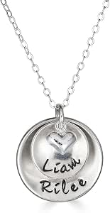 Two Name Sterling Silver Personalized Necklace - Genuine .925 Sterling Silver
