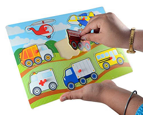 Image of Transport Premium Wooden Puzzle /Educational Toy with Knobs for Children